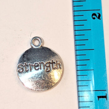 STRENGTH Round Inspirational Word Charm Antique Silver - Image 2