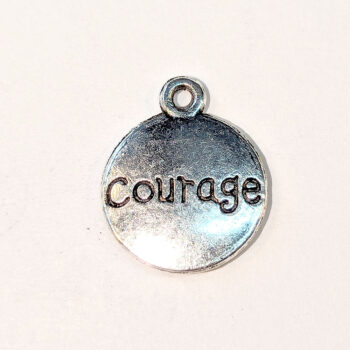 COURAGE Round Inspirational Word Charm Antique Silver