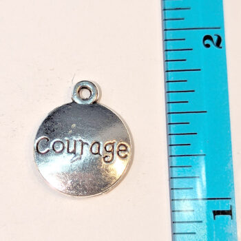 COURAGE Round Inspirational Word Charm Antique Silver - Image 2