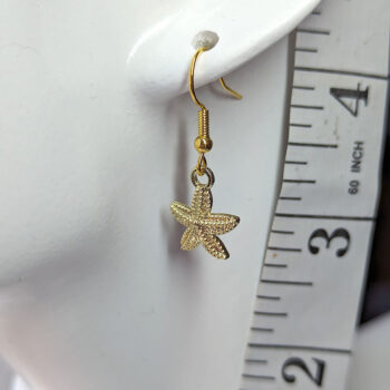 Gold Small Starfish Vintage Style Earrings - Image 2