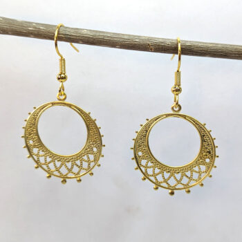 Gold Filigree Hoop Earrings - Image 3