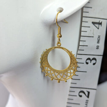 Gold Filigree Hoop Earrings - Image 2