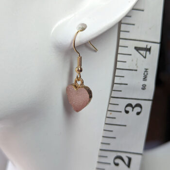 Gold Crystal Design Acrylic Small Pink Heart Earrings - Image 3