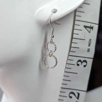 Silver Textured Geometric Double Hoop Earrings - Image 2