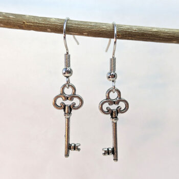 Antique Silver Small Master Key Earrings - Image 2