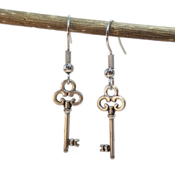 Antique Silver Small Master Key Earrings