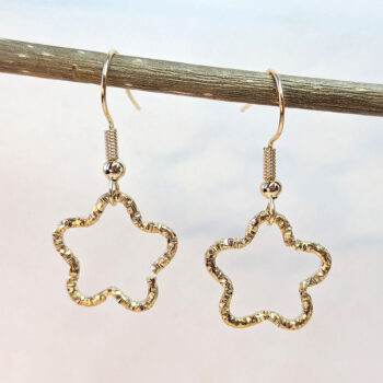 KC Gold Textured Geometric Star Earrings