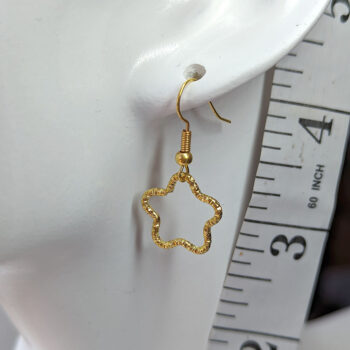 Gold Textured Geometric Star Earrings - Image 2