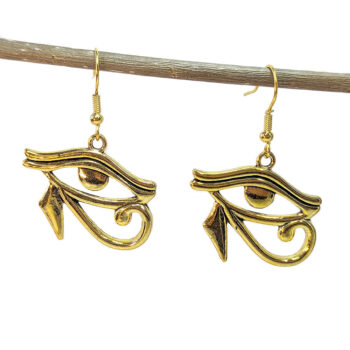 Egyptian Eye of Horus Antique Gold Earrings