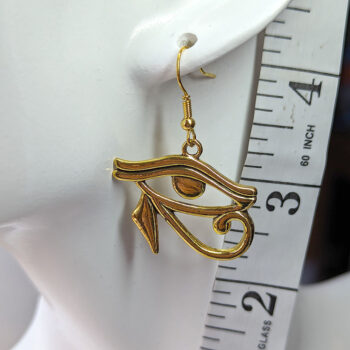 Egyptian Eye of Horus Antique Gold Earrings - Image 2