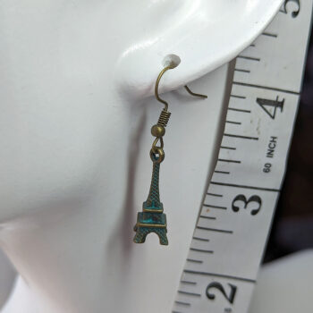 Antique Bronze Patina 3D Eiffel Tower Earrings - Image 3