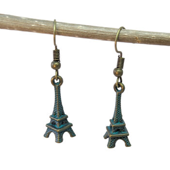 Antique Bronze Patina 3D Eiffel Tower Earrings