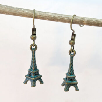 Antique Bronze Patina 3D Eiffel Tower Earrings - Image 2