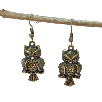 Antique Bronze Medium Owl Earrings