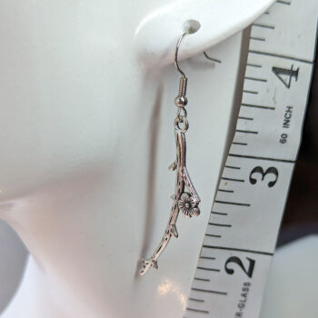 Antique Silver Branch with Flower Vintage Style Earrings - Image 4