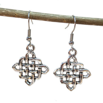 Celtic Knot Diamond Antique Silver Earrings