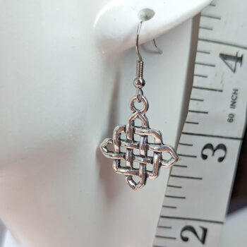 Celtic Knot Diamond Antique Silver Earrings - Image 2