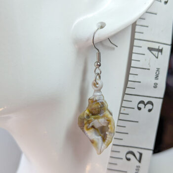 Acrylic Cream Brown Marble Twisted Tulip Shell Earrings - Image 3