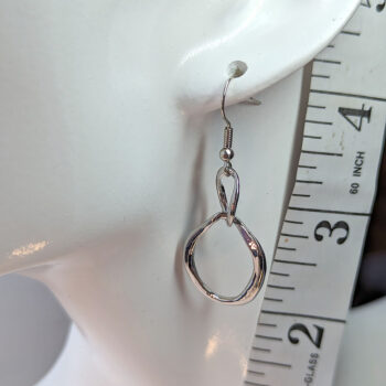 Silver Irregular Double Interlocking Hoop Earrings - Image 2