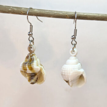 Acrylic Cream Brown Marble Tulip Shell Earrings