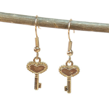 KC Gold Small Heart Key Earrings