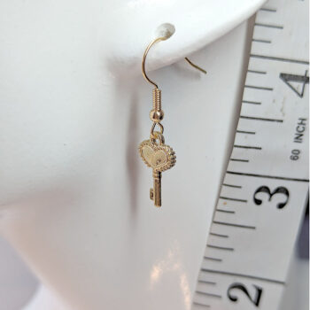 KC Gold Small Heart Key Earrings - Image 2