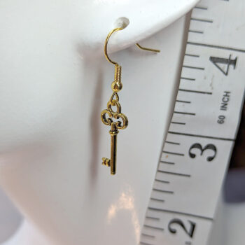 Antique Gold Small Master Key Earrings - Image 2