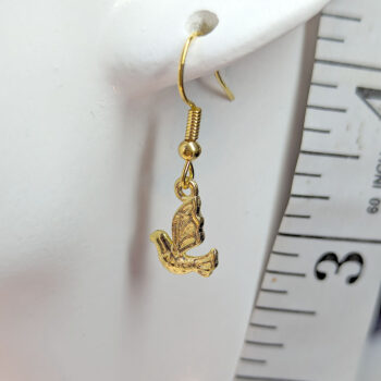 Small Flying Dove Bird Gold Earrings - Image 2