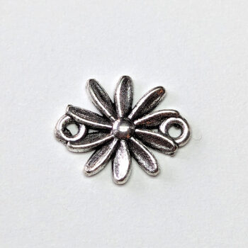 Small Fan Daisy Flower Connector Antique Silver