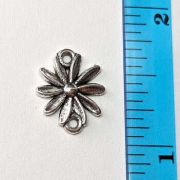 Small Fan Daisy Flower Connector Antique Silver - Image 2