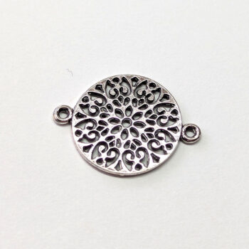 Antique Silver Hollow Round Flower Connector Charm