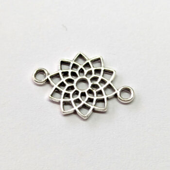 Small Geometric Flower Connector Antique Silver