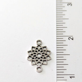 Small Geometric Flower Connector Antique Silver - Image 2