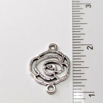 Hollow Rose Flower Connector Charm Antique Silver - Image 2