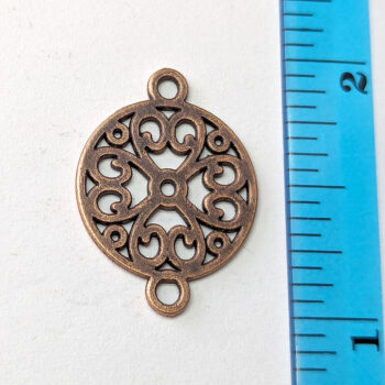 Decorative Hollow Round Connector Charm Antique Copper - Image 2