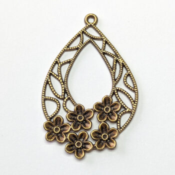 Teardrop Geometric Flower Pendant Antique Bronze