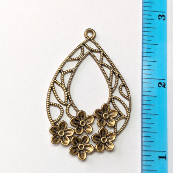 Teardrop Geometric Flower Pendant Antique Bronze - Image 2