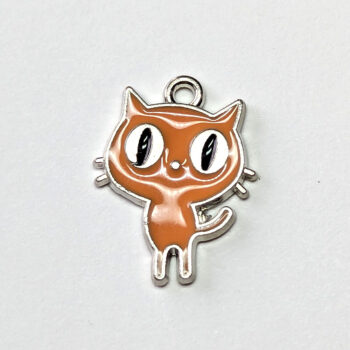 Orange Cat Big Eyes Enamel Charm