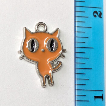 Orange Cat Big Eyes Enamel Charm - Image 2