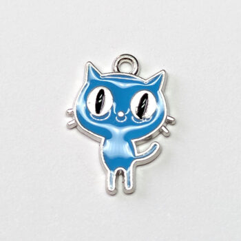 Blue Cat Big Eyes Enamel Charm