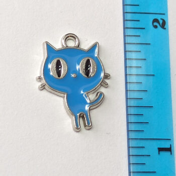 Blue Cat Big Eyes Enamel Charm - Image 2