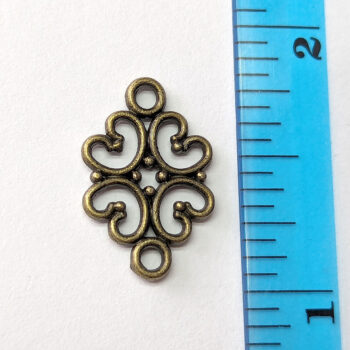 Small Decorative Hearts Connector Antique Bronze - Image 2