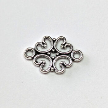 Small Decorative Hearts Connector Antique Silver