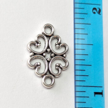 Small Decorative Hearts Connector Antique Silver - Image 2