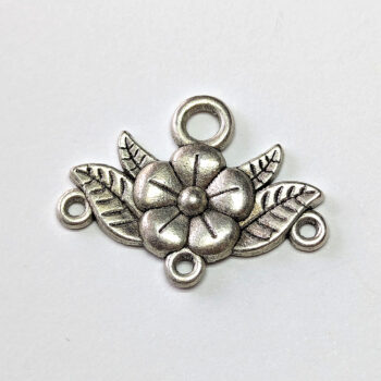 Flower With Leaves Chandelier Connector Antique Silver