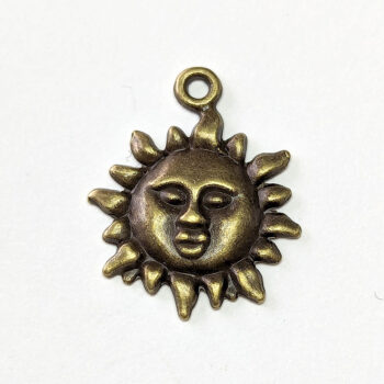 Sun With Face Charm Antique Bronze