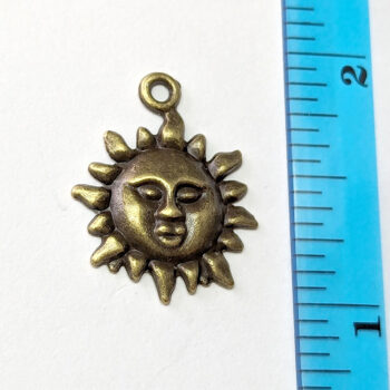 Sun With Face Charm Antique Bronze - Image 2