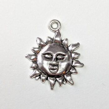 Sun With Face Charm Antique Silver