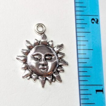 Sun With Face Charm Antique Silver - Image 2