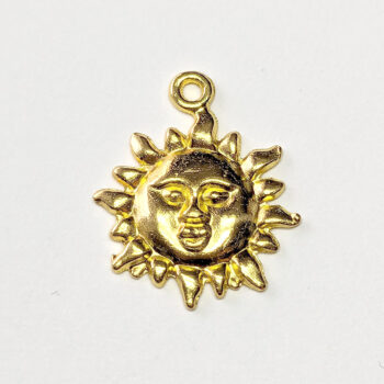 Sun With Face Charm Antique Gold